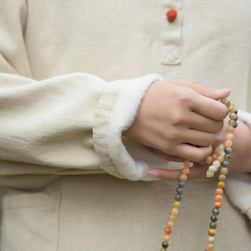 Camicia da donna in lino ramiè a maniche lunghe, termica, retrò, tinta unita, Buddha Stones - Image 9