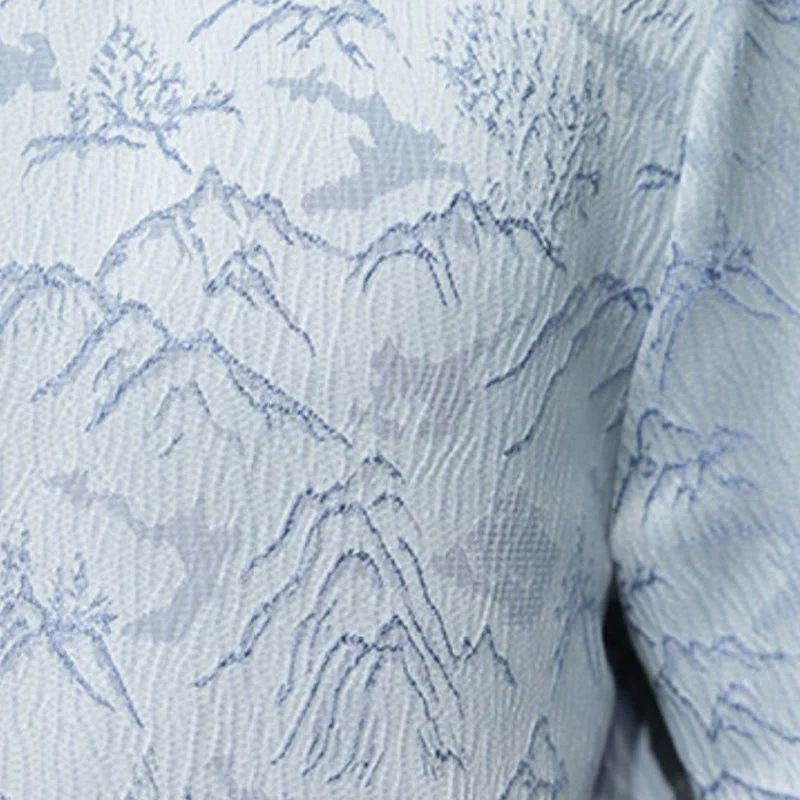 Camicia da uomo a maniche corte in cotone con bottoni cinesi e motivo a rana, motivo Buddha Stones Summer Mountain - Image 22