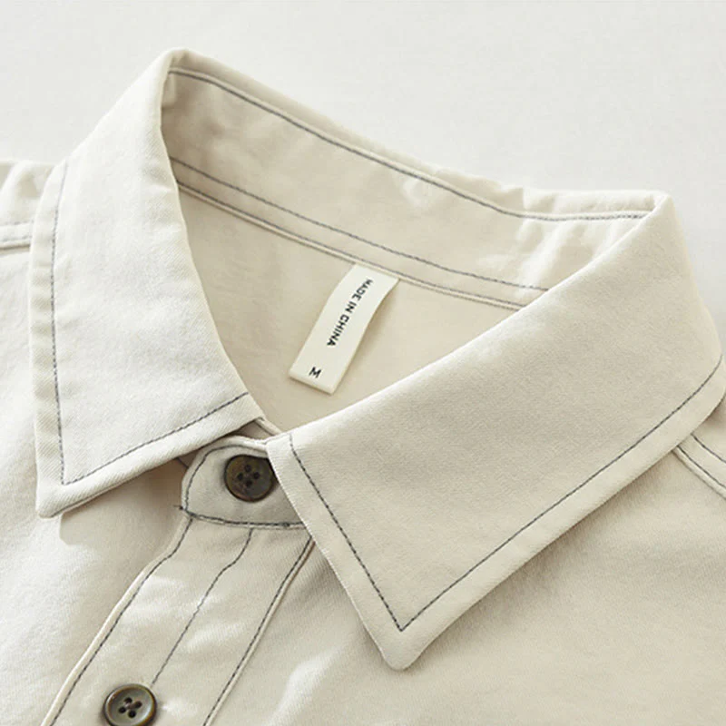 Camicia da uomo a maniche lunghe con bottoni Buddha Stones Commute e tasca - Image 6