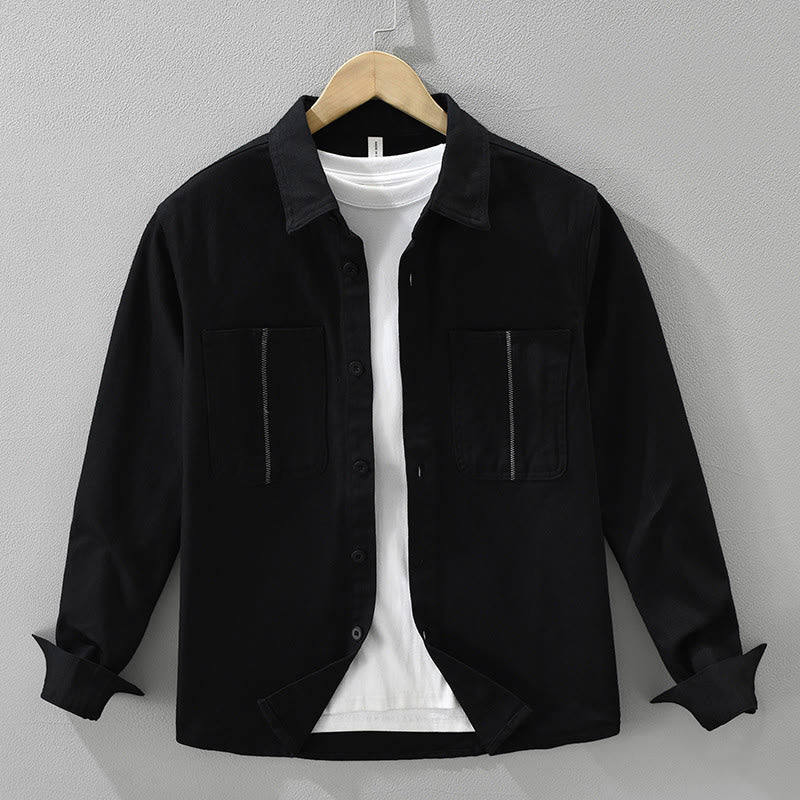 Camicia da uomo a maniche lunghe con bottoni Buddha Stones Spring Commute, in cotone, con tasche