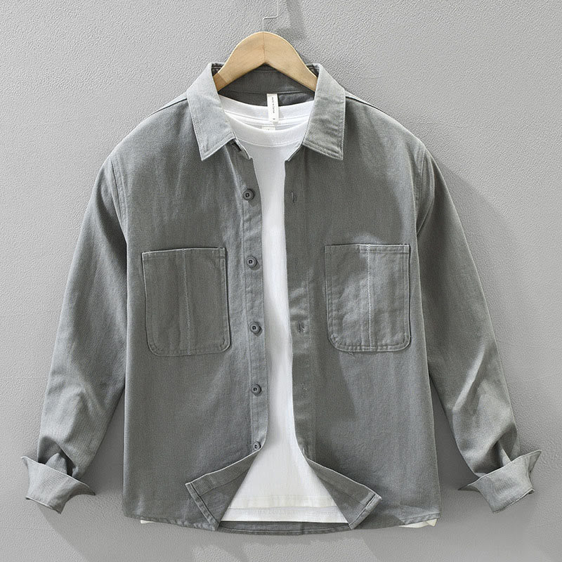 Camicia da uomo a maniche lunghe con bottoni Buddha Stones Spring Commute, in cotone, con tasche - Image 15