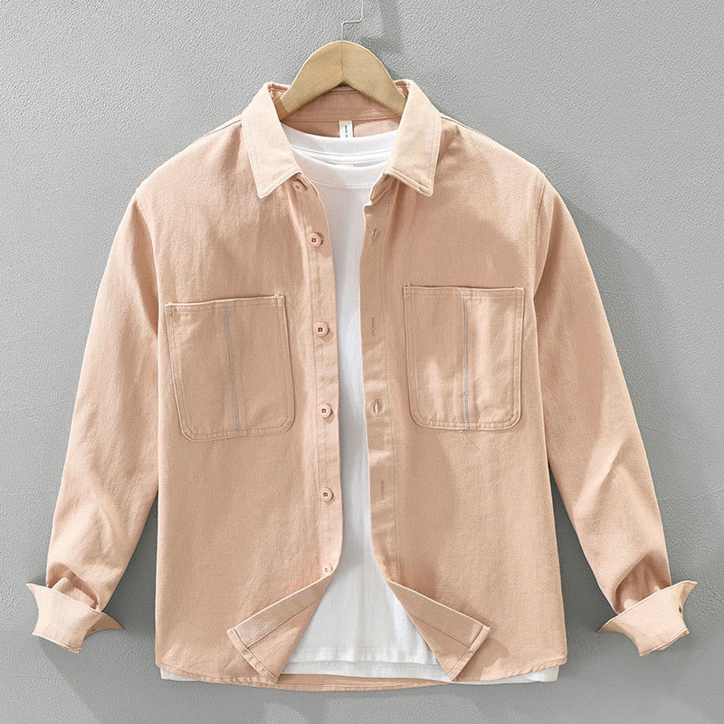 Camicia da uomo a maniche lunghe con bottoni Buddha Stones Spring Commute, in cotone, con tasche - Image 2