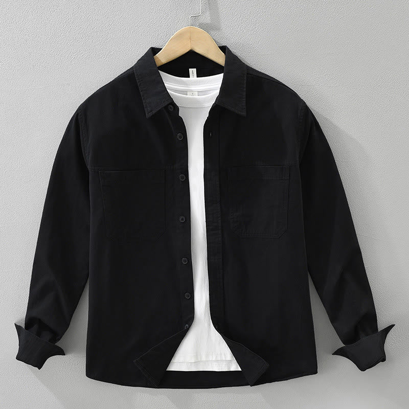 Camicia da uomo a maniche lunghe in puro cotone con tasche e bottoni semplici, motivo Buddha Stones Daily - Image 16