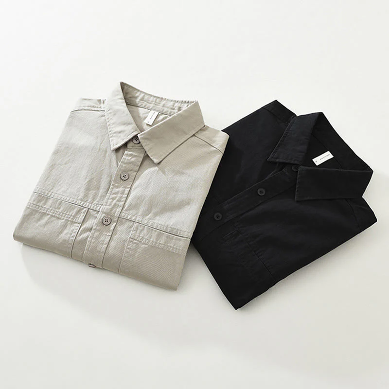 Camicia da uomo a maniche lunghe in puro cotone con tasche e bottoni semplici, motivo Buddha Stones Daily - Image 17
