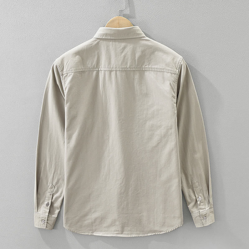 Camicia da uomo a maniche lunghe in puro cotone con tasche e bottoni semplici, motivo Buddha Stones Daily - Image 2