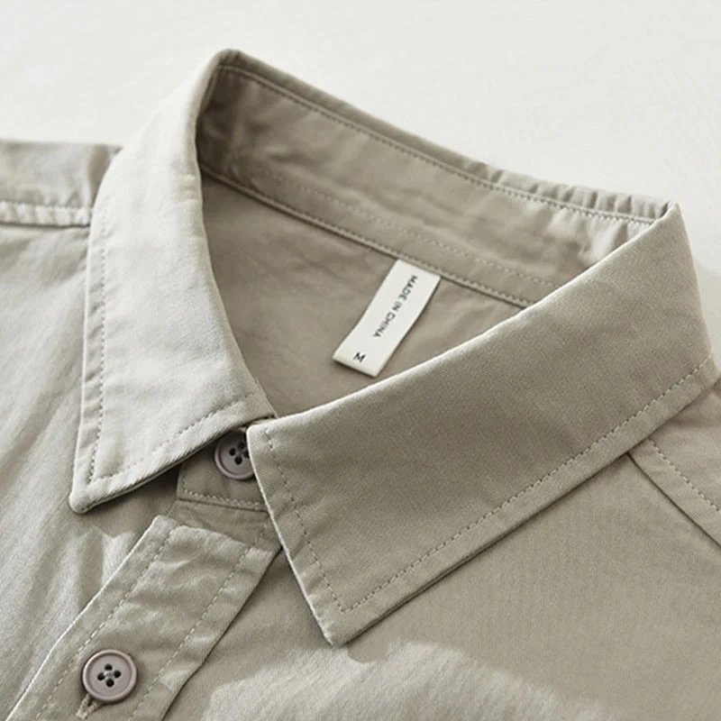 Camicia da uomo a maniche lunghe in puro cotone con tasche e bottoni semplici, motivo Buddha Stones Daily - Image 3