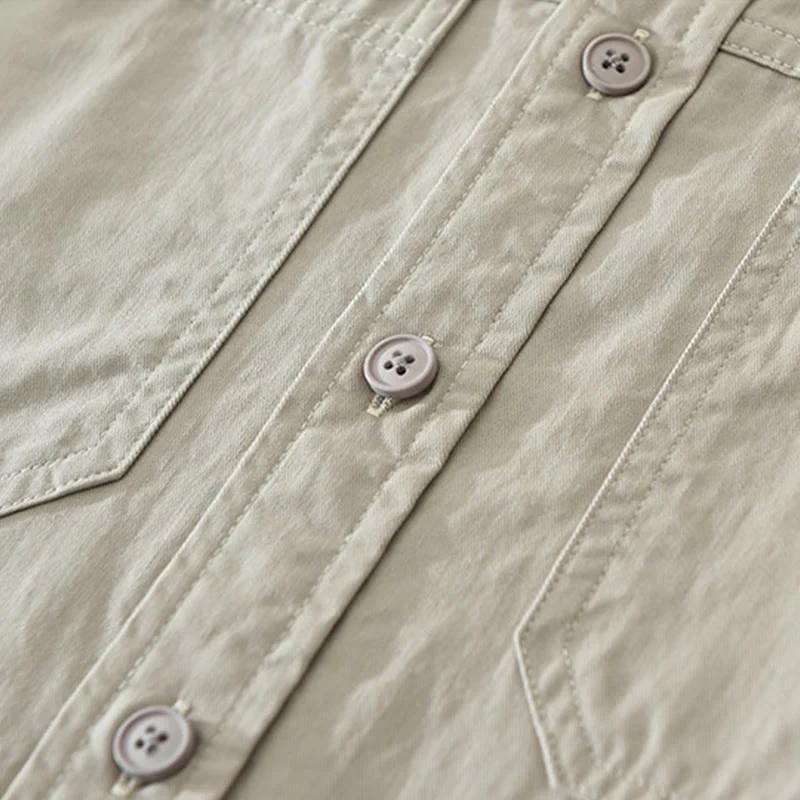 Camicia da uomo a maniche lunghe in puro cotone con tasche e bottoni semplici, motivo Buddha Stones Daily - Image 7