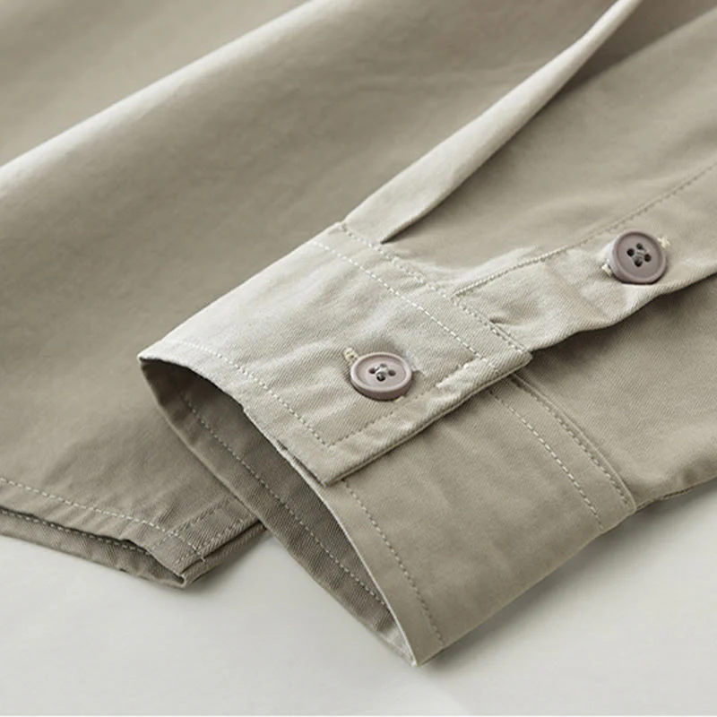 Camicia da uomo a maniche lunghe in puro cotone con tasche e bottoni semplici, motivo Buddha Stones Daily - Image 9