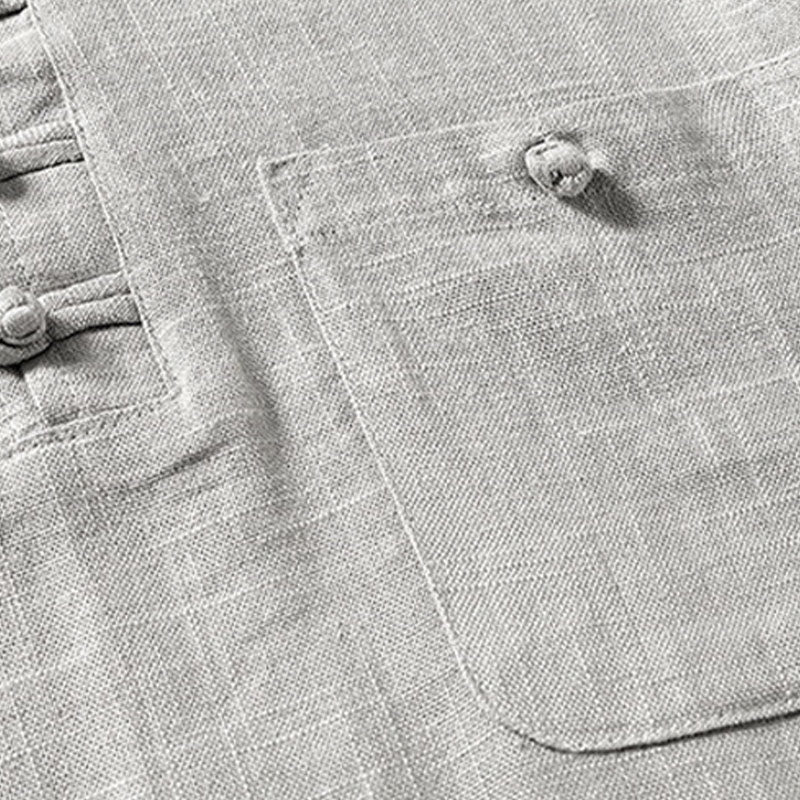 Camicia da uomo ampia Buddha Stones , tinta unita, collo a tacca, manica corta, comoda, traspirante, in cotone e lino - Image 10