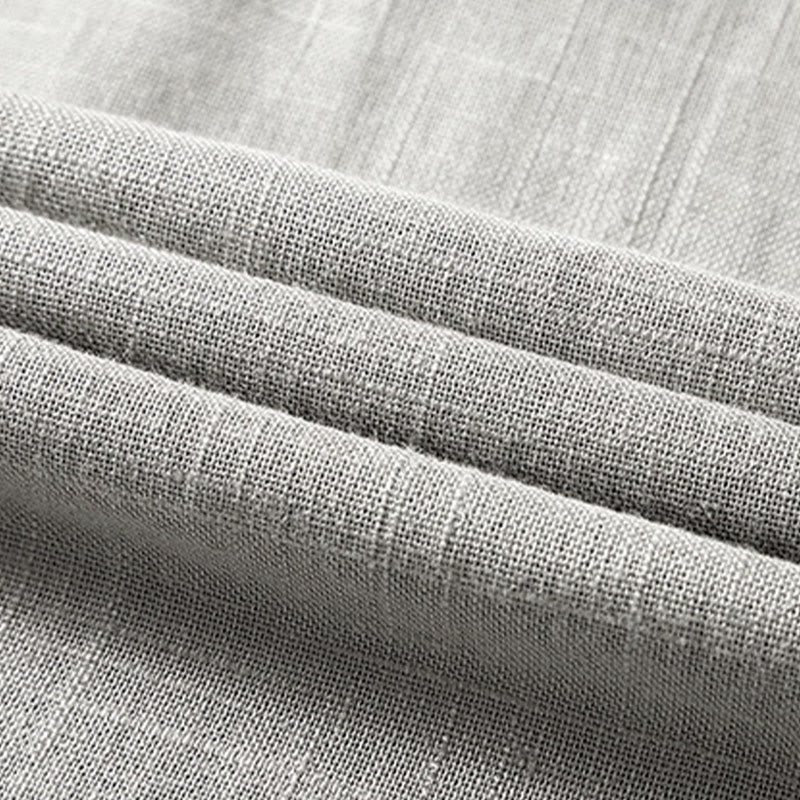 Camicia da uomo ampia Buddha Stones , tinta unita, collo a tacca, manica corta, comoda, traspirante, in cotone e lino - Image 14