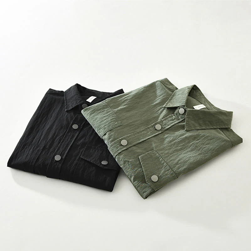 Camicia da uomo con tasche, maniche lunghe e bottoni, design semplice, motivo Buddha Stones Daily - Image 16