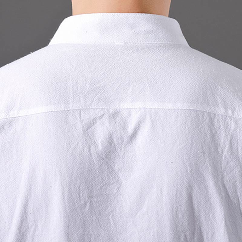 Camicia da uomo estiva Buddha Stones con maniche corte e bottoni in cotone - Image 8