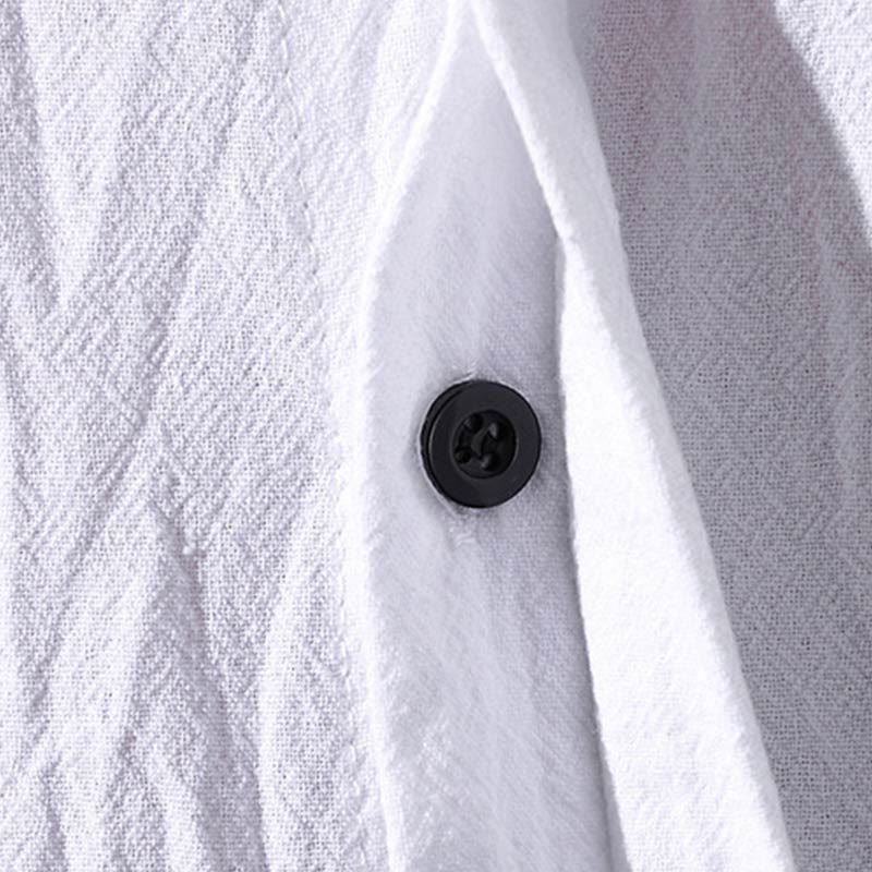 Camicia da uomo estiva Buddha Stones con maniche corte e bottoni in cotone - Image 9