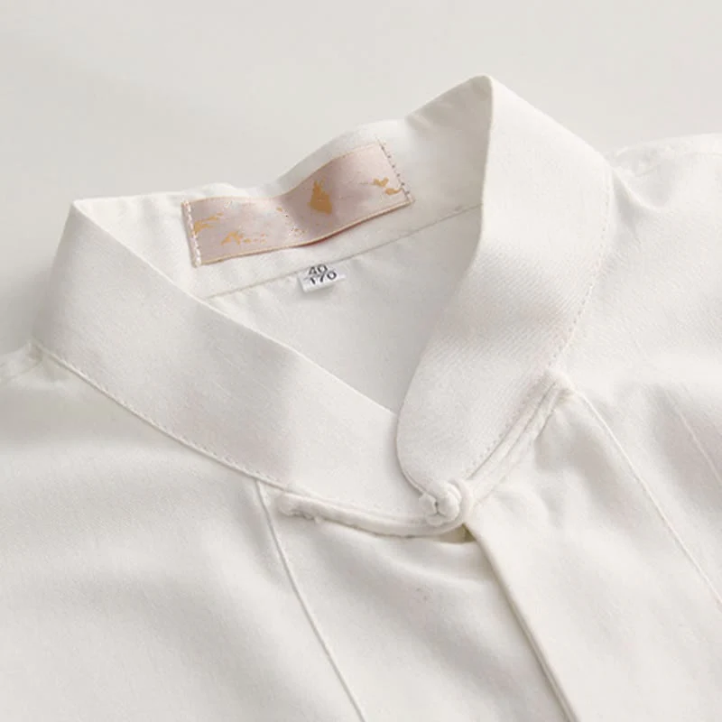 Camicia da uomo in cotone a maniche corte con bottoni a forma di rana cinese Buddha Stones Tang Suit con tasche - Image 3