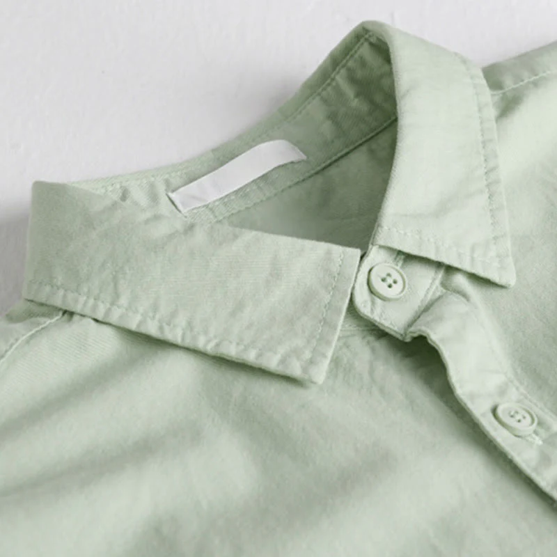 Camicia da uomo in cotone a maniche lunghe con colletto rialzato, con bottoni decorativi e tasca abbottonata, modello Buddha Stones Spring Solid - Image 6
