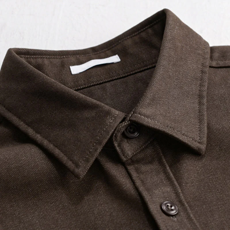 Camicia da uomo in cotone a maniche lunghe con colletto rialzato e bottoni , Buddha Stones Fall Solid - Image 2