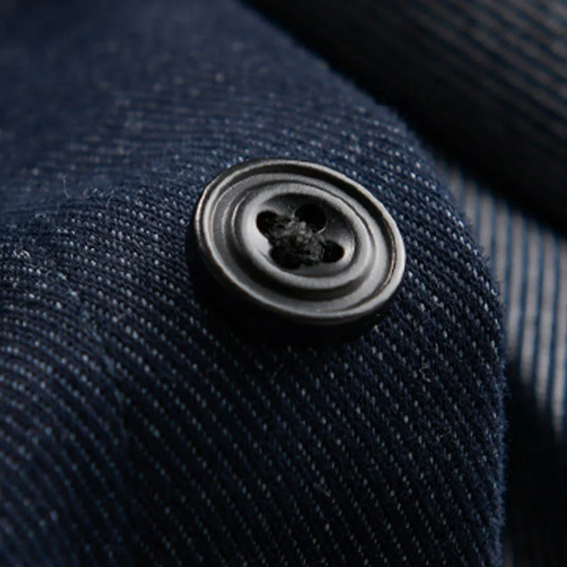 Camicia da uomo in cotone a maniche lunghe con colletto rialzato e bottoni , Buddha Stones Fall Solid - Image 9