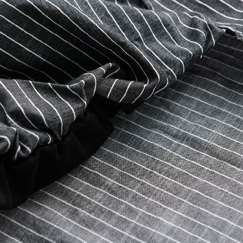 Camicia da uomo in cotone a maniche lunghe con colletto rialzato e righe 2 in 1 Buddha Stones Fall - Image 13
