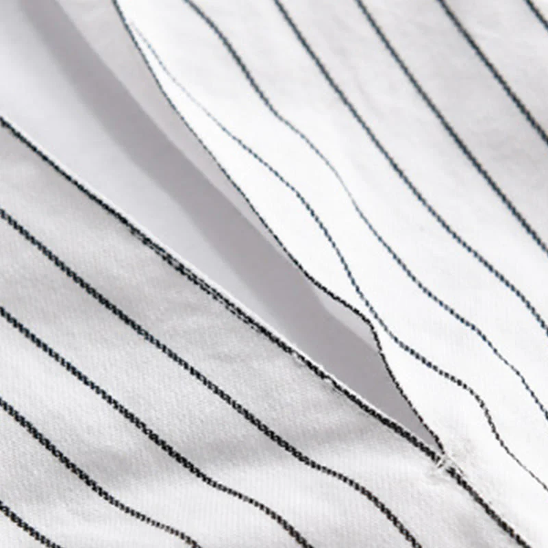 Camicia da uomo in cotone a maniche lunghe con colletto rialzato e righe 2 in 1 Buddha Stones Fall - Image 5
