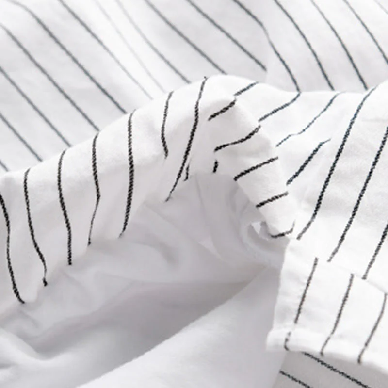 Camicia da uomo in cotone a maniche lunghe con colletto rialzato e righe 2 in 1 Buddha Stones Fall - Image 6