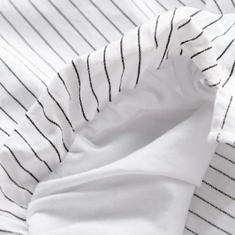 Camicia da uomo in cotone a maniche lunghe con colletto rialzato e righe 2 in 1 Buddha Stones Fall - Image 7