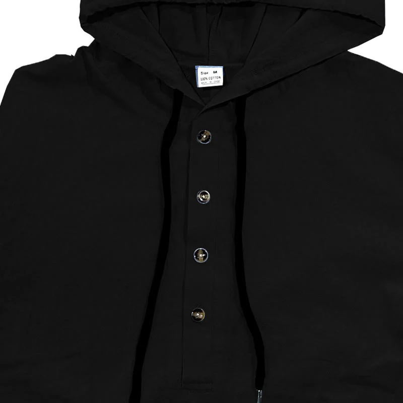 Camicia da uomo in cotone con cappuccio e maniche lunghe, tinta unita, con bottoni a metà autunno, motivo Buddha Stones - Image 9