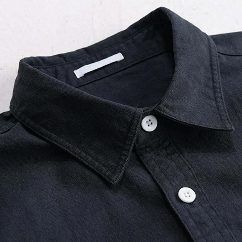 Camicia da uomo in cotone con colletto alla coreana, maniche lunghe, bottoni e tasca decorativa, motivo Buddha Stones - Image 11