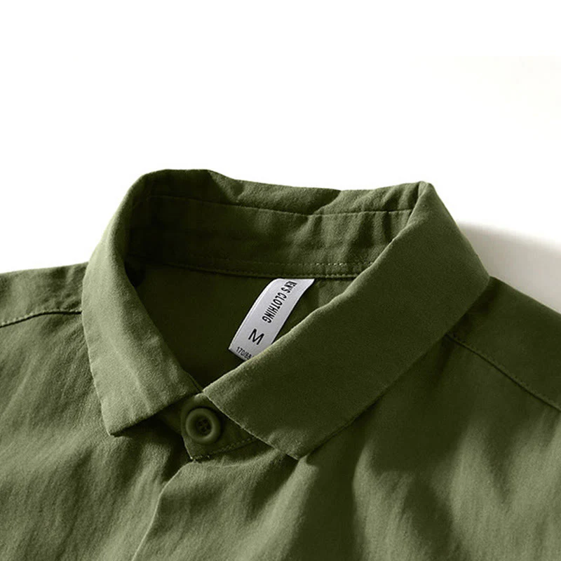 Camicia da uomo in cotone con maniche lunghe e bottoni, modello Buddha Stones Fall Solid, con tasche - Image 25
