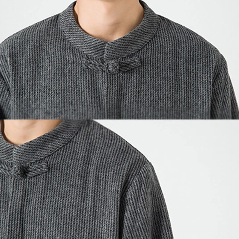 Camicia da uomo in cotone con tasche e maniche lunghe con bottoni a rana e motivo Buddha Stones - Image 20