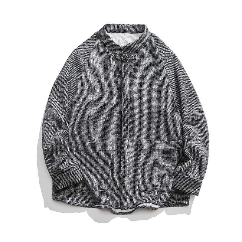 Camicia da uomo in cotone con tasche e maniche lunghe con bottoni a rana e motivo Buddha Stones - Image 21