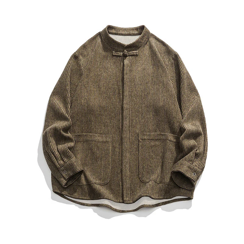 Camicia da uomo in cotone con tasche e maniche lunghe con bottoni a rana e motivo Buddha Stones - Image 39
