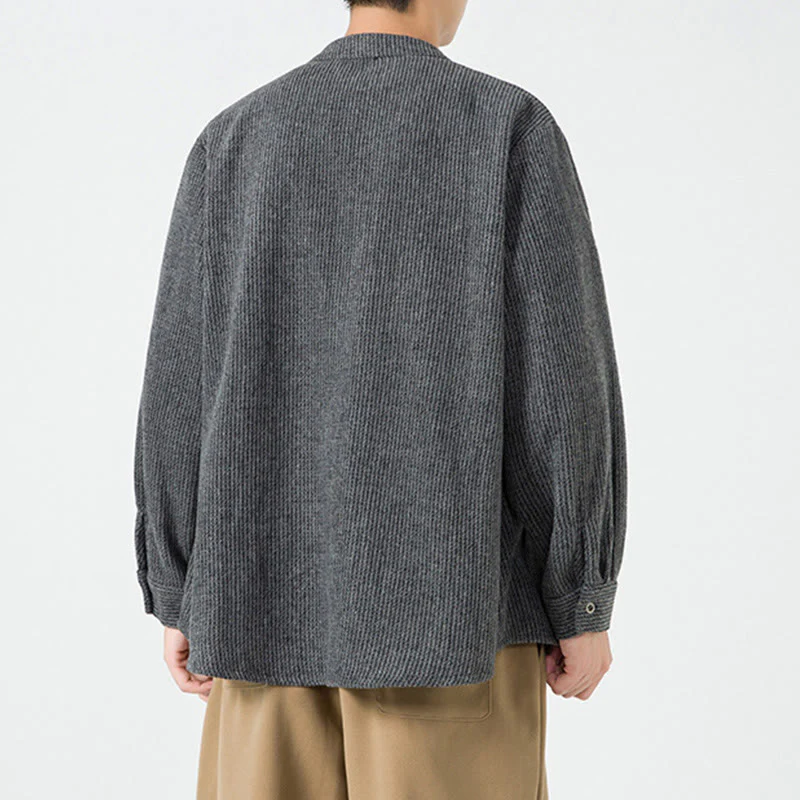 Camicia da uomo in cotone con tasche e maniche lunghe con bottoni a rana e motivo Buddha Stones - Image 9