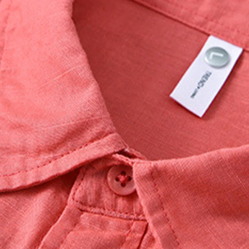 Camicia da uomo in cotone confortevole a maniche lunghe con colletto rovesciato e tasca, colore puro , Buddha Stones - Image 34