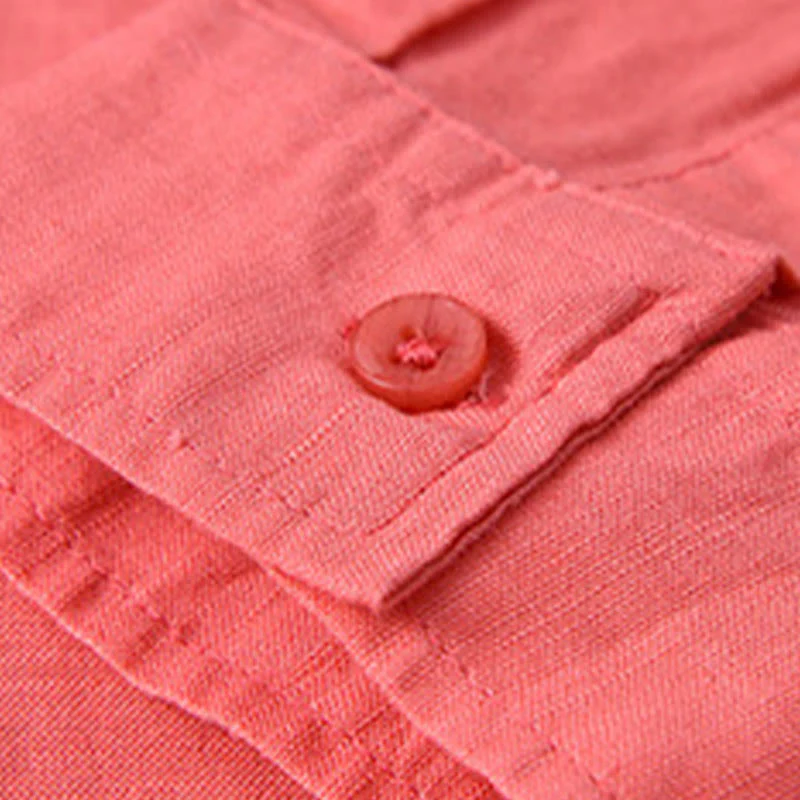 Camicia da uomo in cotone confortevole a maniche lunghe con colletto rovesciato e tasca, colore puro , Buddha Stones - Image 35