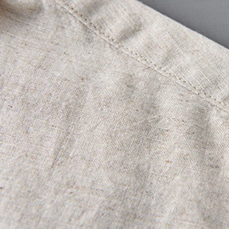 Camicia da uomo in cotone confortevole a maniche lunghe con colletto rovesciato e tasca, colore puro , Buddha Stones - Image 6