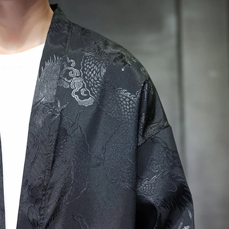 Camicia da uomo in jacquard con colletto rialzato, maniche lunghe, bottoni a rana, motivo Buddha Stones Dragon Tang Suit - Image 10