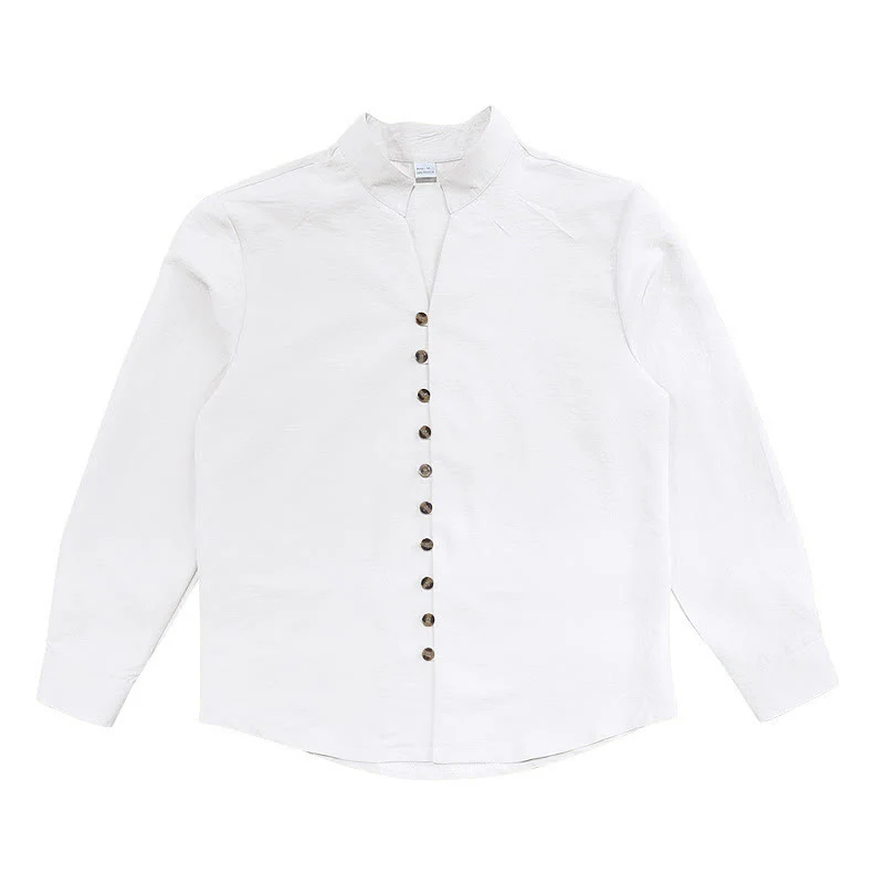 Camicia da uomo a maniche lunghe con bottoni in tinta unita Buddha Stones - Image 12