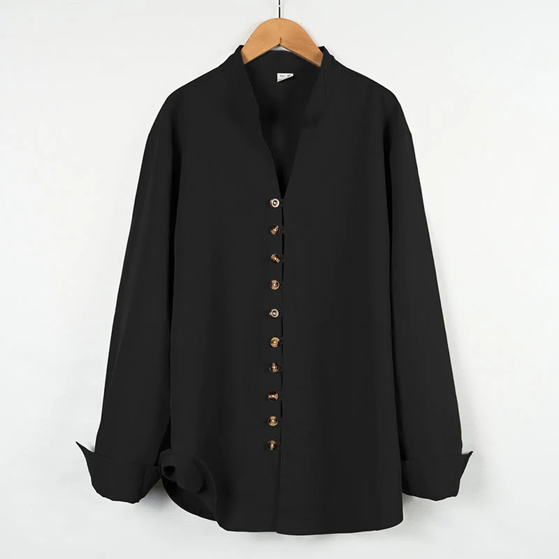 Camicia da uomo a maniche lunghe con bottoni in tinta unita Buddha Stones - Image 17