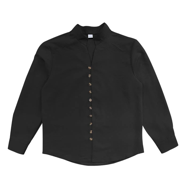Camicia da uomo a maniche lunghe con bottoni in tinta unita Buddha Stones - Image 18