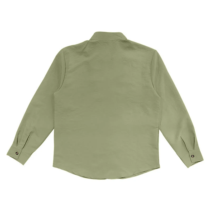 Camicia da uomo a maniche lunghe con bottoni in tinta unita Buddha Stones - Image 22