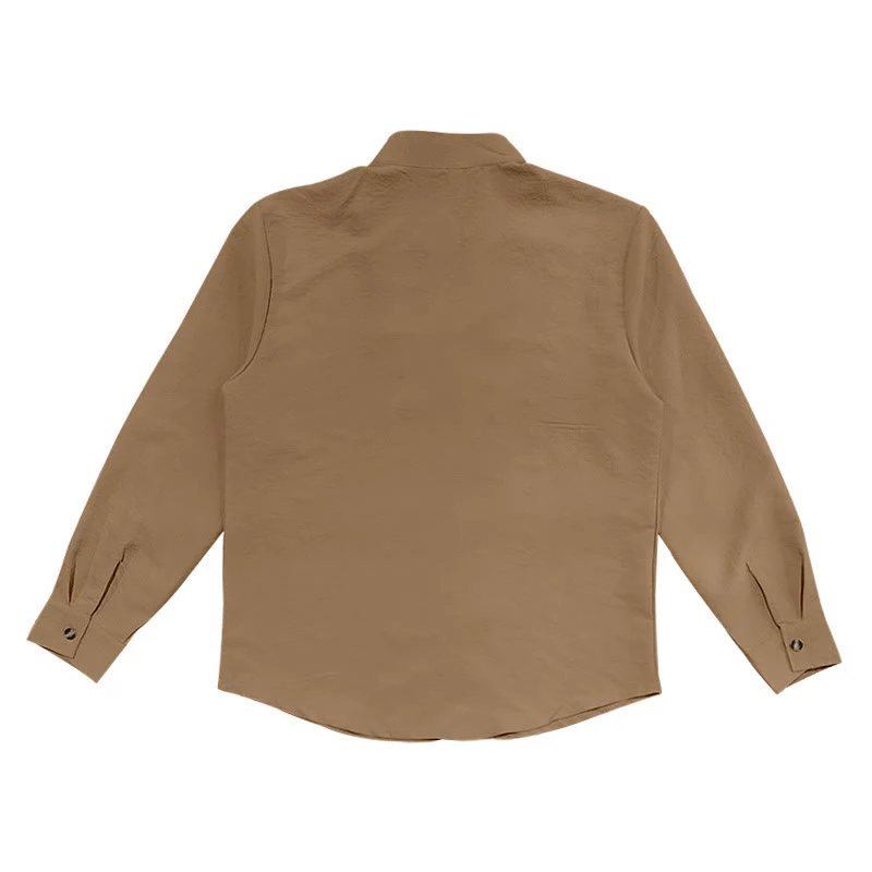Camicia da uomo a maniche lunghe con bottoni in tinta unita Buddha Stones - Image 25