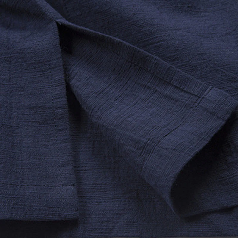 Camicia da uomo casual con bottoni a rana, tinta unita, motivo Buddha Stones - Image 17