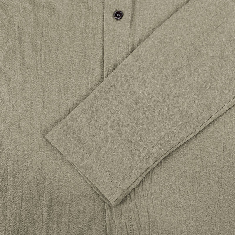 Camicia da uomo in cotone con cappuccio, coulisse, bottoni e maniche lunghe, tinta unita , Buddha Stones - Image 18