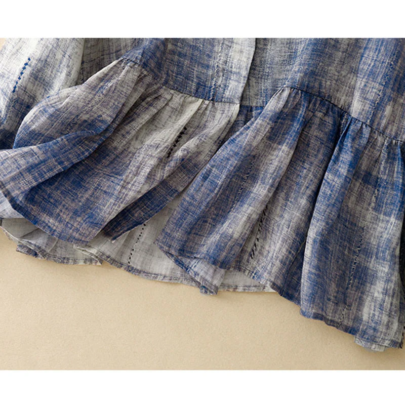 Camicia in cotone a maniche lunghe con bottoni tie-dye Buddha Stones - Image 12