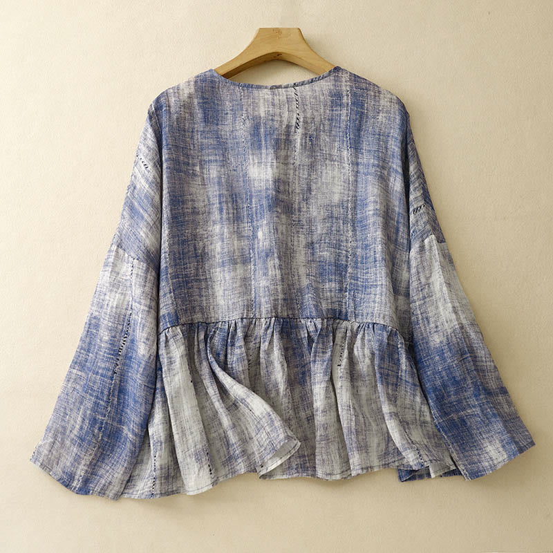 Camicia in cotone a maniche lunghe con bottoni tie-dye Buddha Stones - Image 2