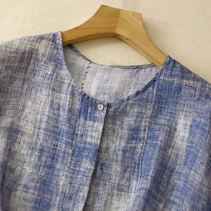 Camicia in cotone a maniche lunghe con bottoni tie-dye Buddha Stones - Image 3