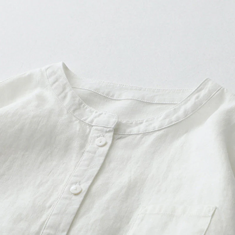 Camicia a maniche tre quarti con bottoni in tinta unita e Buddha Stones - Image 33