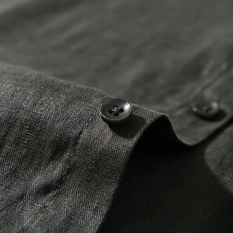 Camicie da uomo in lino con maniche lunghe e bottoni, semplici e autunnali, con Buddha Stones - Image 21