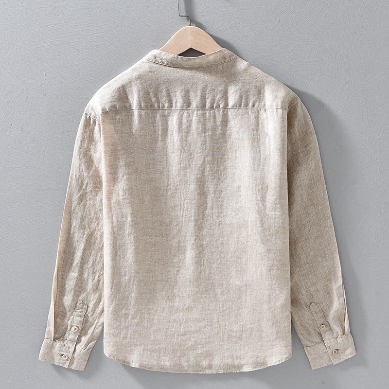 Camicie da uomo in lino con maniche lunghe e bottoni, semplici e autunnali, con Buddha Stones - Image 3