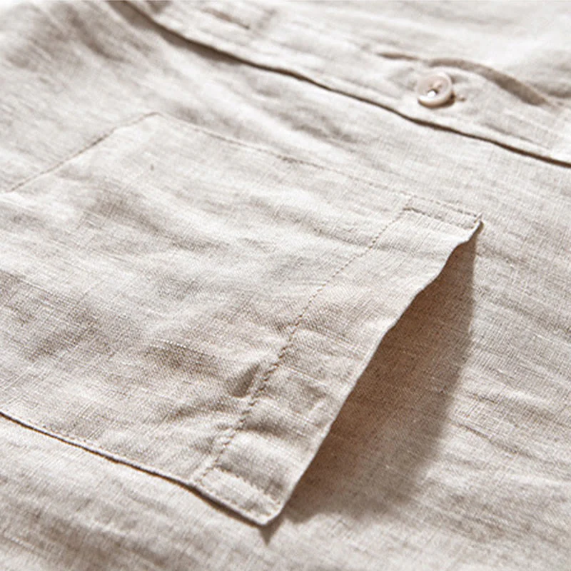 Camicie da uomo in lino con maniche lunghe e bottoni, semplici e autunnali, con Buddha Stones - Image 5